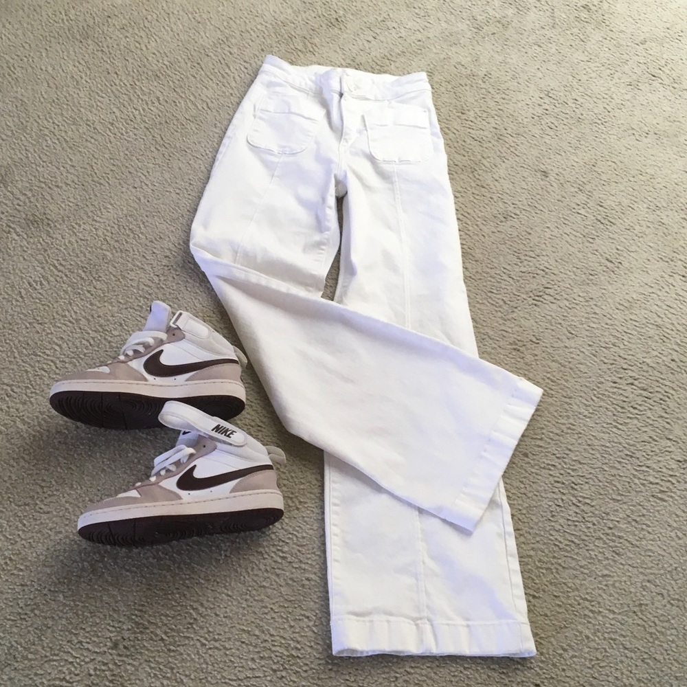 LC LAUREN CONRAD/WHITE-SUPER HIGH RISE WIDE LEG STRETCH JEANS/NEW - Picture 2 of 7